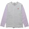 Comme Des Garçons Play BI-COLOUR STRIPED MEN'S T-SHIRT -Tom wood Shop COMMEDESGARCONSBI COLOURSTRIPEDMENST SHIRTGREYPURPLESP1T318 1