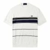 Fred Perry STRIPED TOWELLING T-SHIRT -Tom wood Shop fredperrySTRIPEDTOWELLINGT SHIRTSNOWWHITEXXLM8802 1