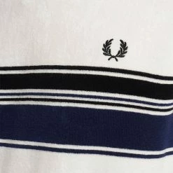 Fred Perry STRIPED TOWELLING T-SHIRT -Tom wood Shop fredperrySTRIPEDTOWELLINGT SHIRTSNOWWHITEXXLM8802 3